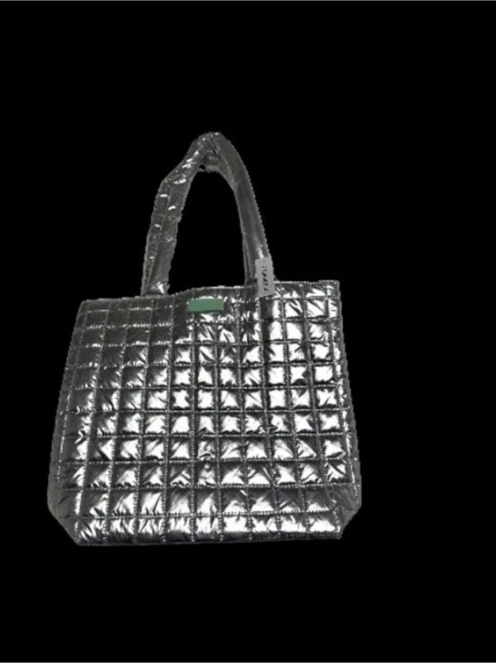 Clinique Quilted Metallic Tote in Silver NWT with a necklace lot of (7)